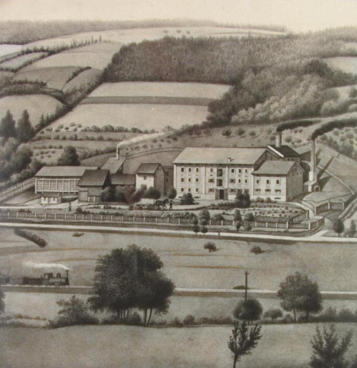 Zeichnung der Mälzerei Zeitler